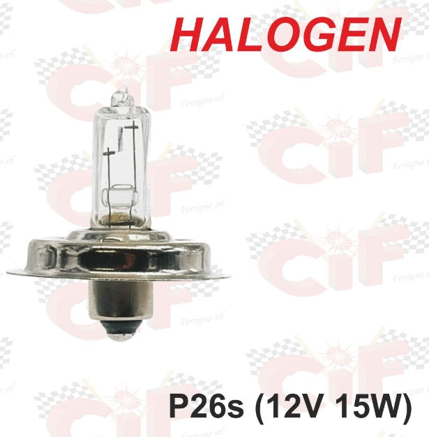 Scheinwerfer - Birne P26s , 12V 15W , HALOGEN