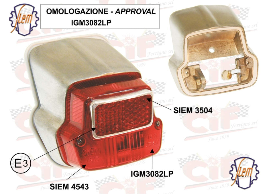 Rücklicht SIEM compl. für Vespa V 50 1.Serie , Metallgehäuse