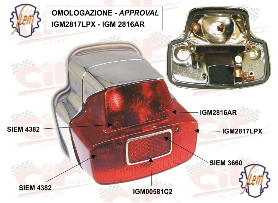 Rücklicht SIEM compl. Metallgehäuse für Vespa Sprint