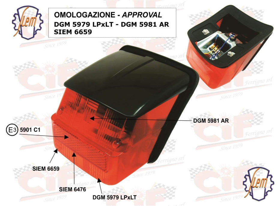 Rücklicht SIEM compl für Vespa Sprint / Rally , schwarz