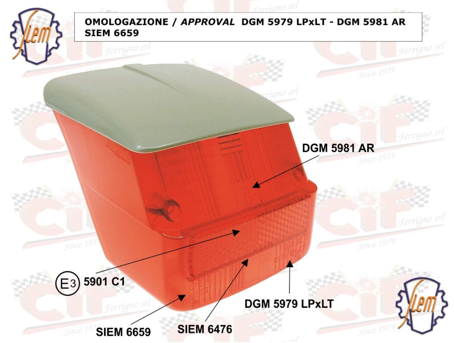 Rücklichtglas SIEM für Vespa Sprint / Rally mit Dach