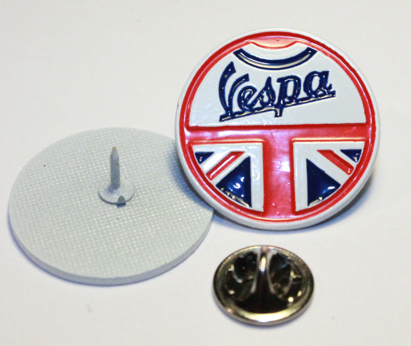 Pin Vespa Union Jack rund