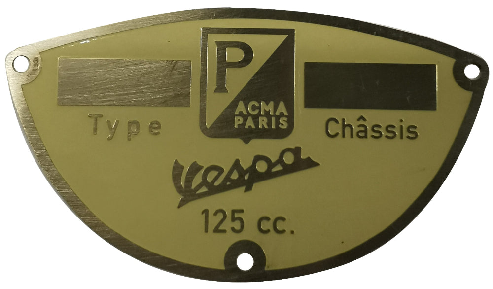 Typenschild Vespa ACMA 125