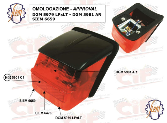 Rücklicht SIEM compl für Vespa Sprint / Rally , schwarz