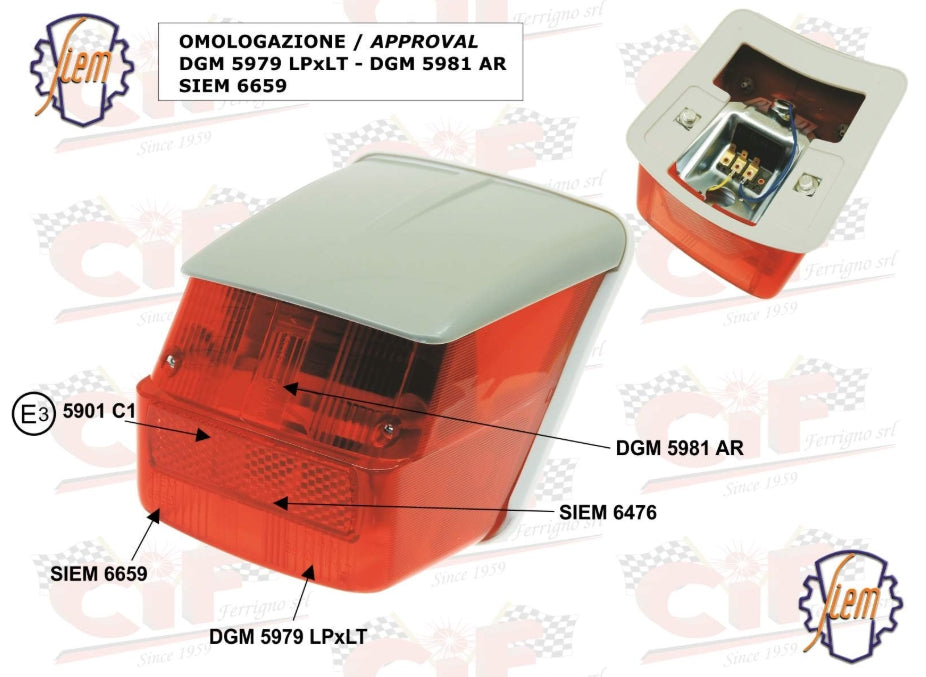Rücklicht SIEM compl für Vespa Sprint / Rally , grau