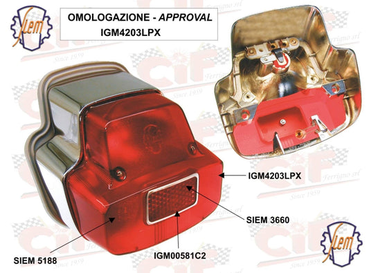 Rücklicht SIEM compl , Metallgehäuse für Vespa Super / Sprint / 180SS