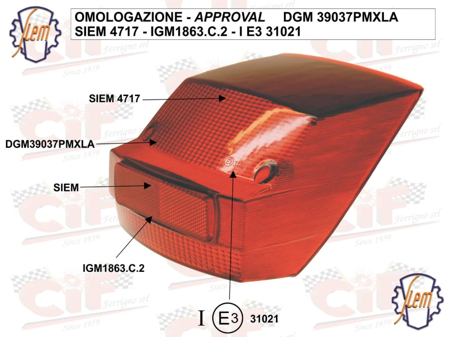 Rücklichtglas SIEM für Vespa PX alt