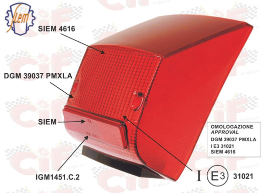 Rücklichtglas SIEM für Vespa PX Lusso