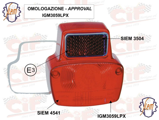Rücklichtglas SIEM für Vespa V50 / 90 / 125