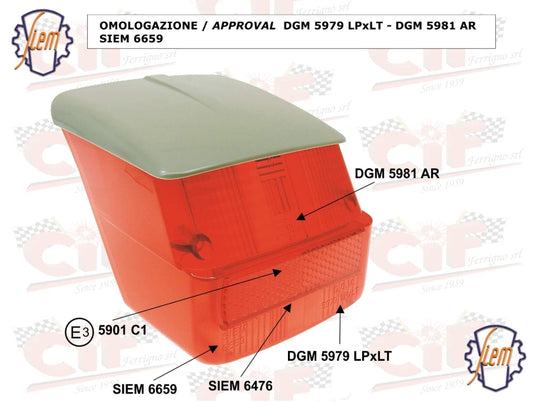 Rücklichtglas SIEM für Vespa Sprint / Rally mit Dach