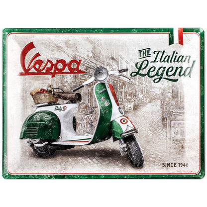 Blechschild 30 x 40 cm »Vespa - Italian Legend«