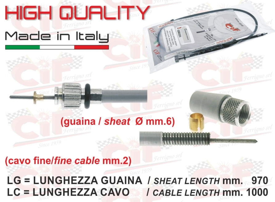 Tachowelle kompl.  2 mm , 8"