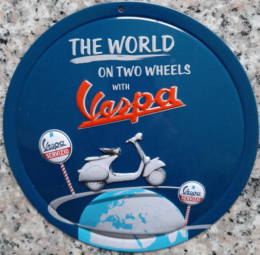Blechschild , rund , The World of Vespa